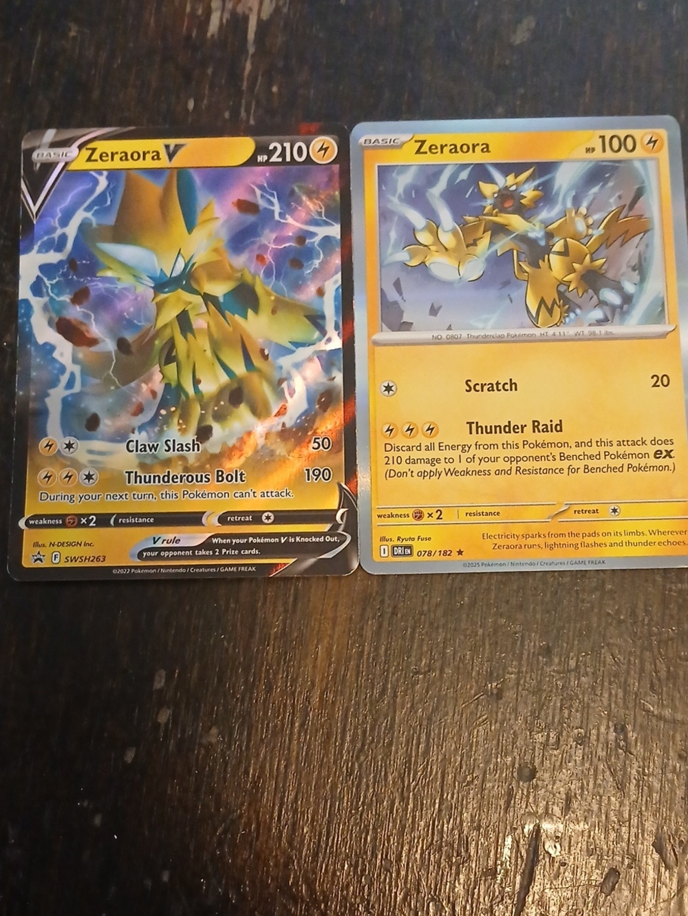 Authentic Pokemon Zeraora V and Zeraora Cards - Yellow, Blue